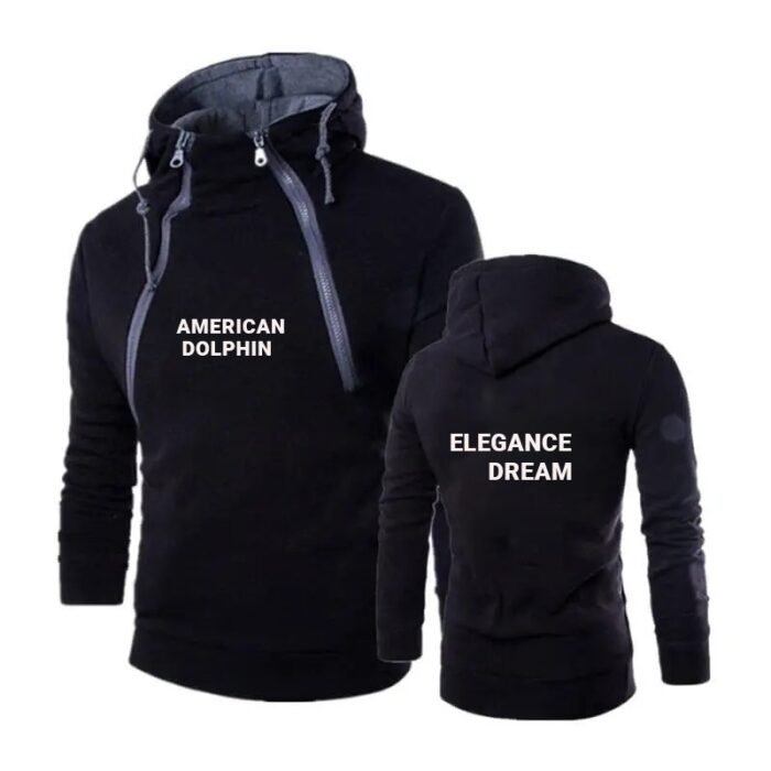 Elegance Dream Zip Up Black Hoodie