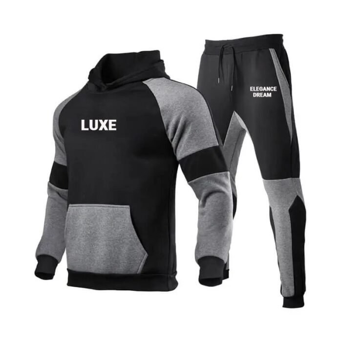 Fleece Elegance Dream Causal Sport Black Tracksuite