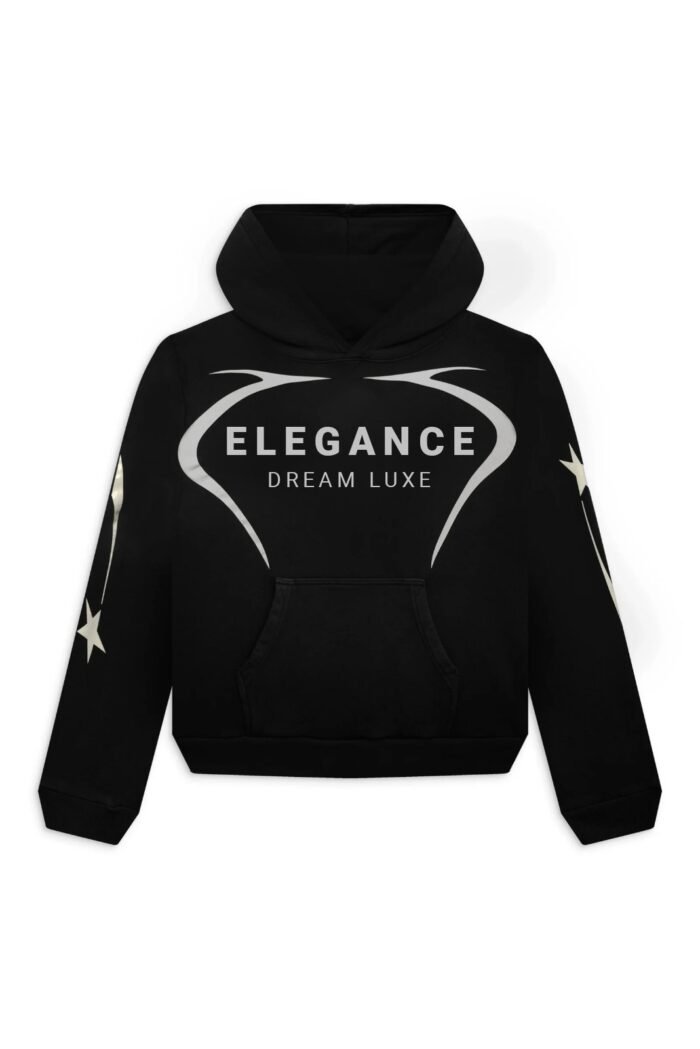 Elegance Dream black hoodie with white text