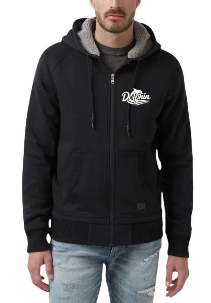 Jacket Black Hoodie With White DOLPHIN