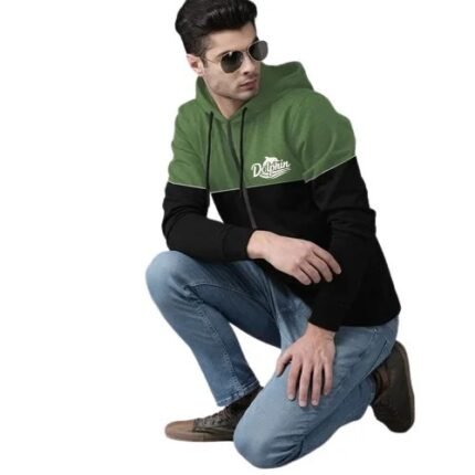 GREEN/BLACK Hoodie With White Dolphin