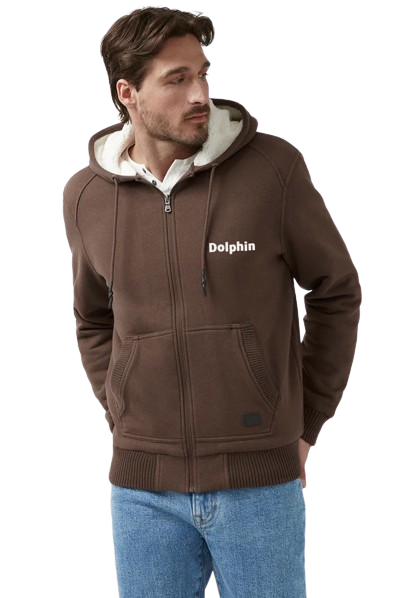 Brown/White Hoodie With DOLPHIN