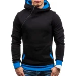 Wholesale Men Fashion Diagonal Zip Hoodie